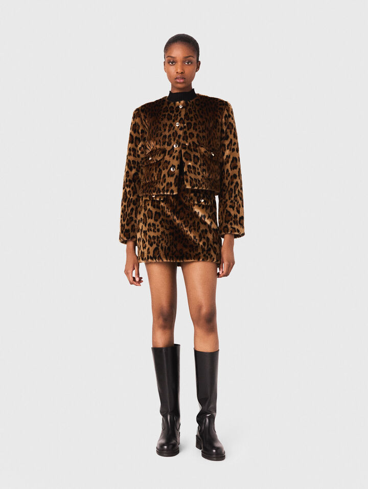 Leopard faux fur jacket