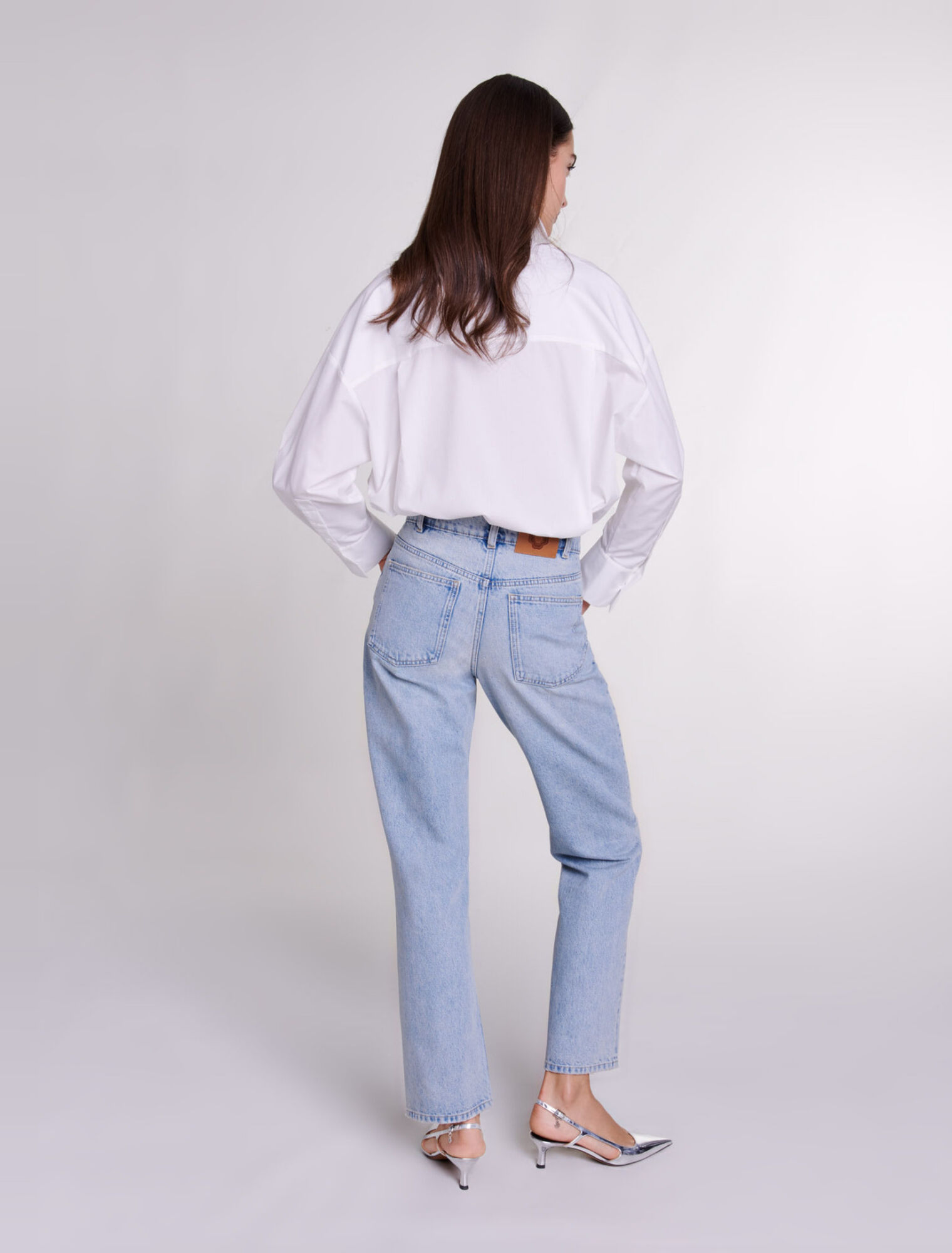 Crochet poplin shirt