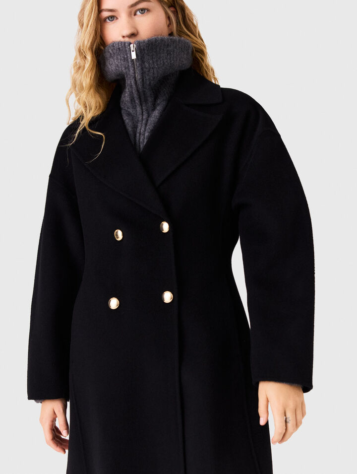 Long double-breasted wool coat