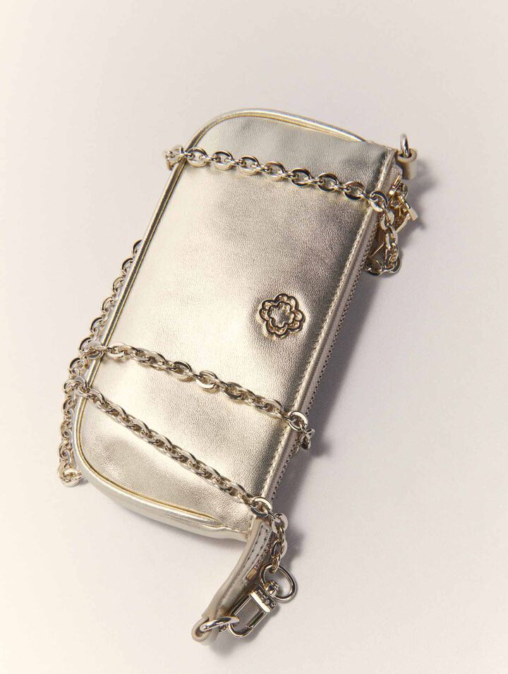 Metallic leather Sarah clutch bag