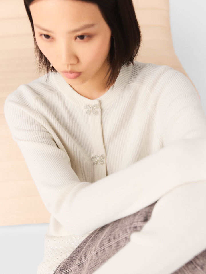 Bow jewellery button cardigan