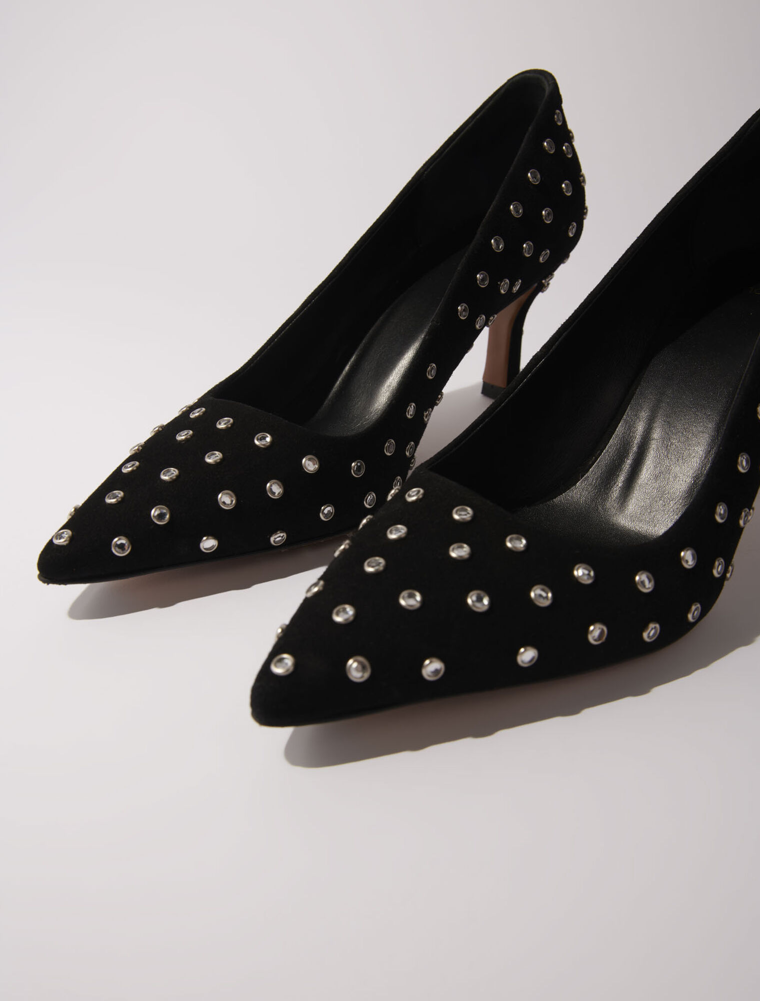 Rhinestone pumps with pointed toes