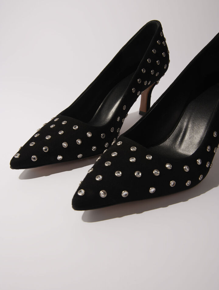 Rhinestone pumps with pointed toes