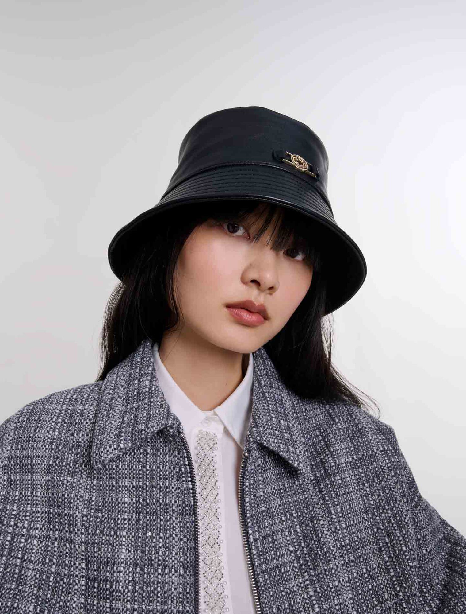 Leather bucket hat