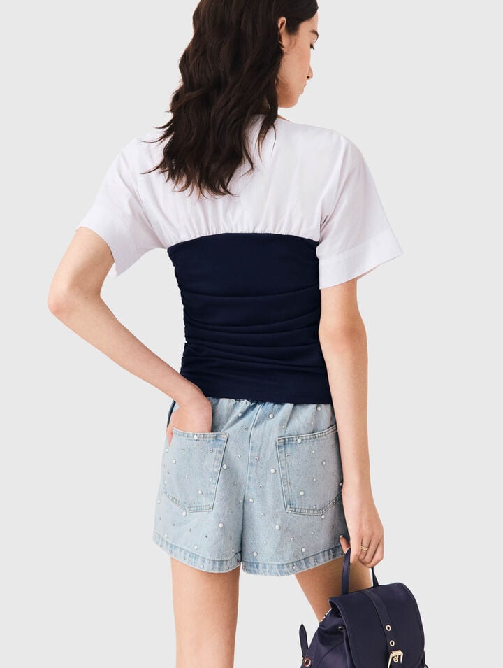 Pleated jersey top