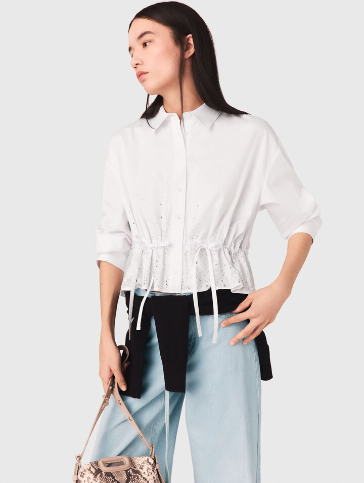 Cotton shirt with rhinestones