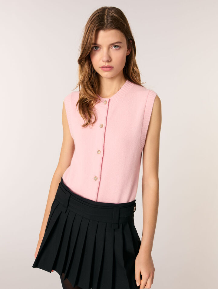 Sleeveless wool cardigan