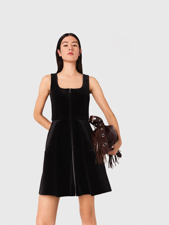 Short velvet skater dress
