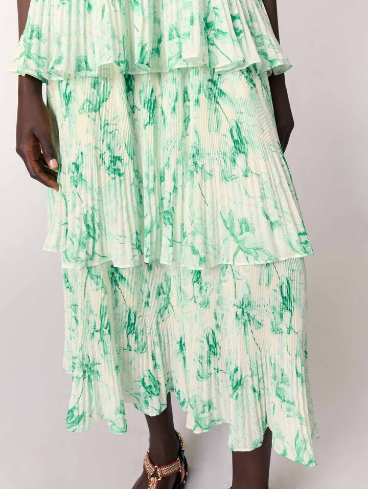 Patterned ruffled maxi dress