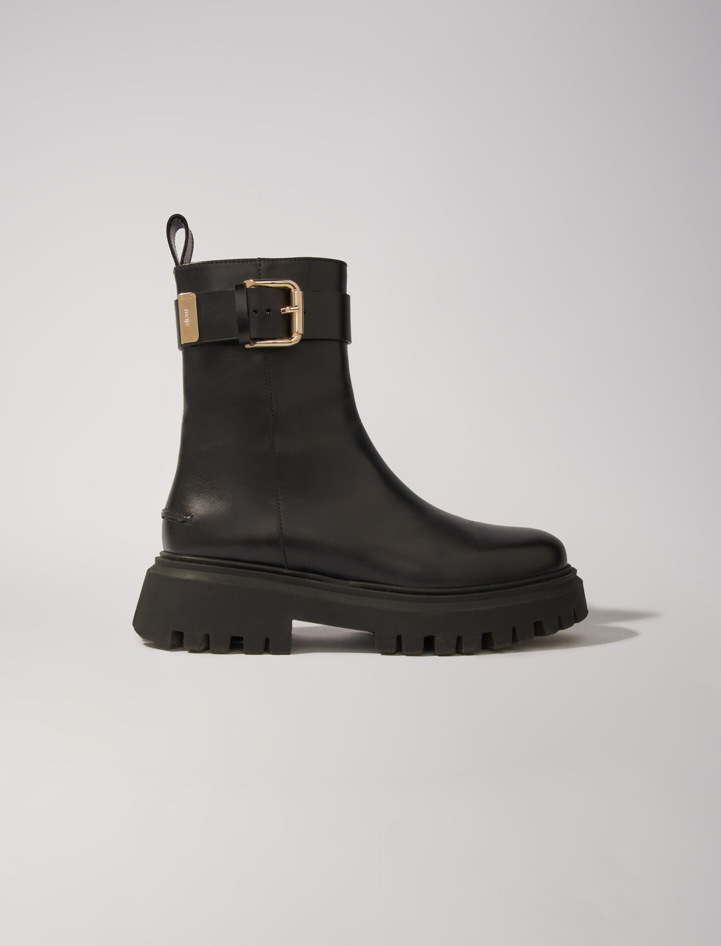 Heeled boots with buckles clearance