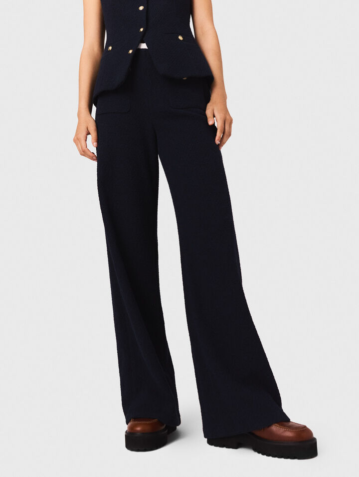 Straight-leg tweed trousers