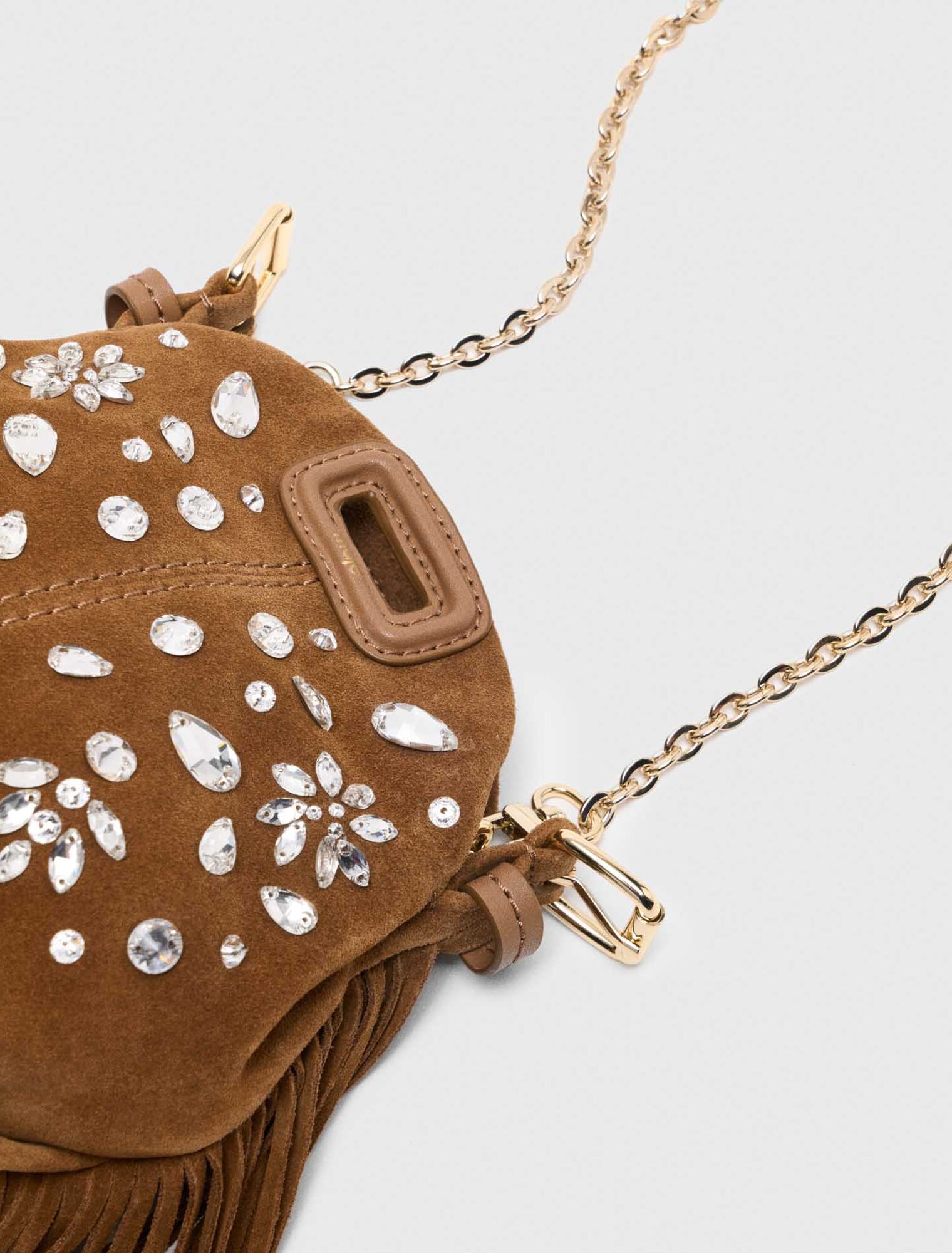 Miss M micro suede bag with rhinestones