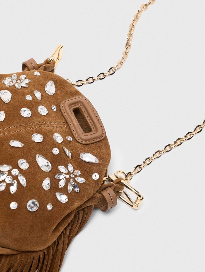Miss M micro suede bag with rhinestones