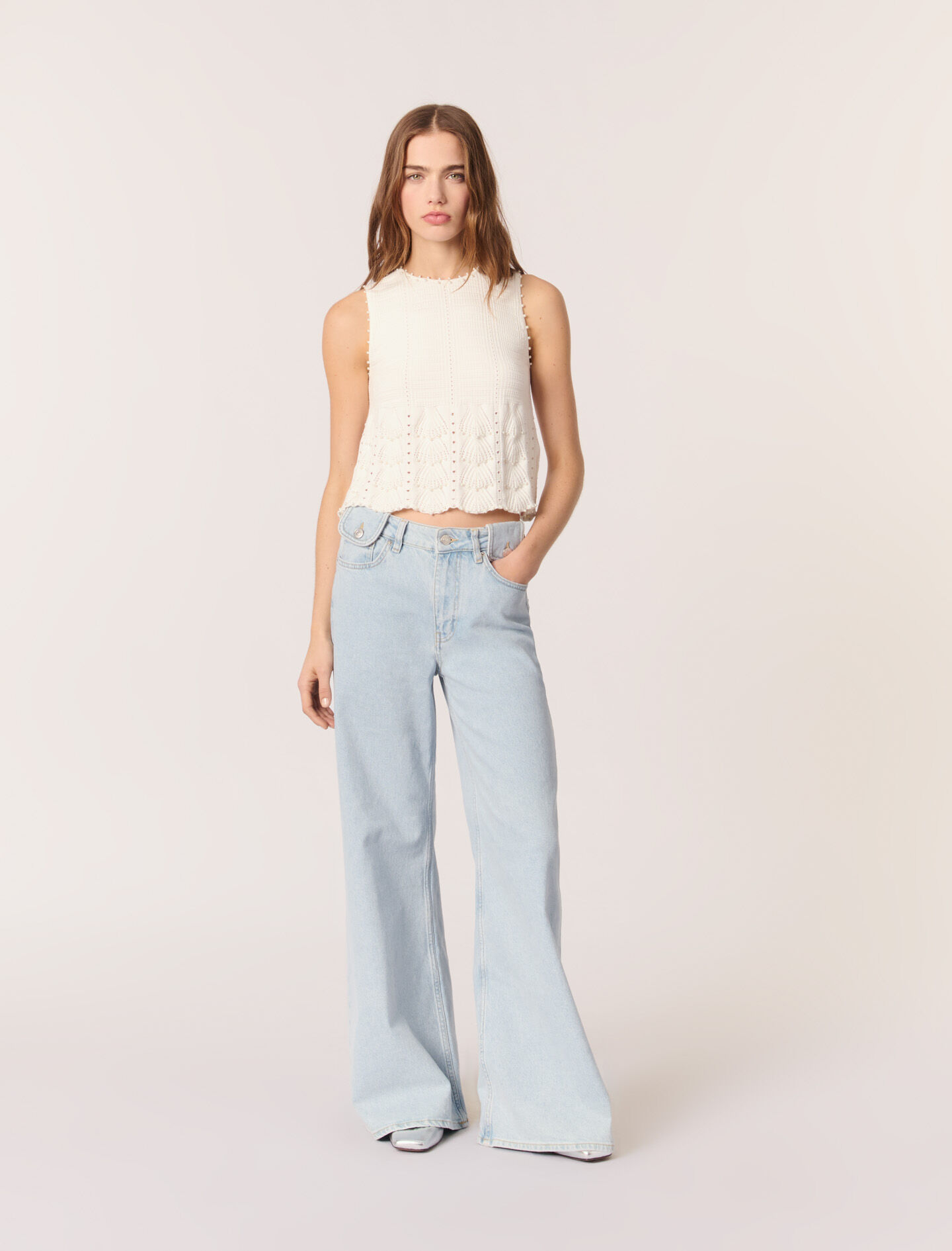majeページ Faded wide-leg jeans Blue for Women | Maje
