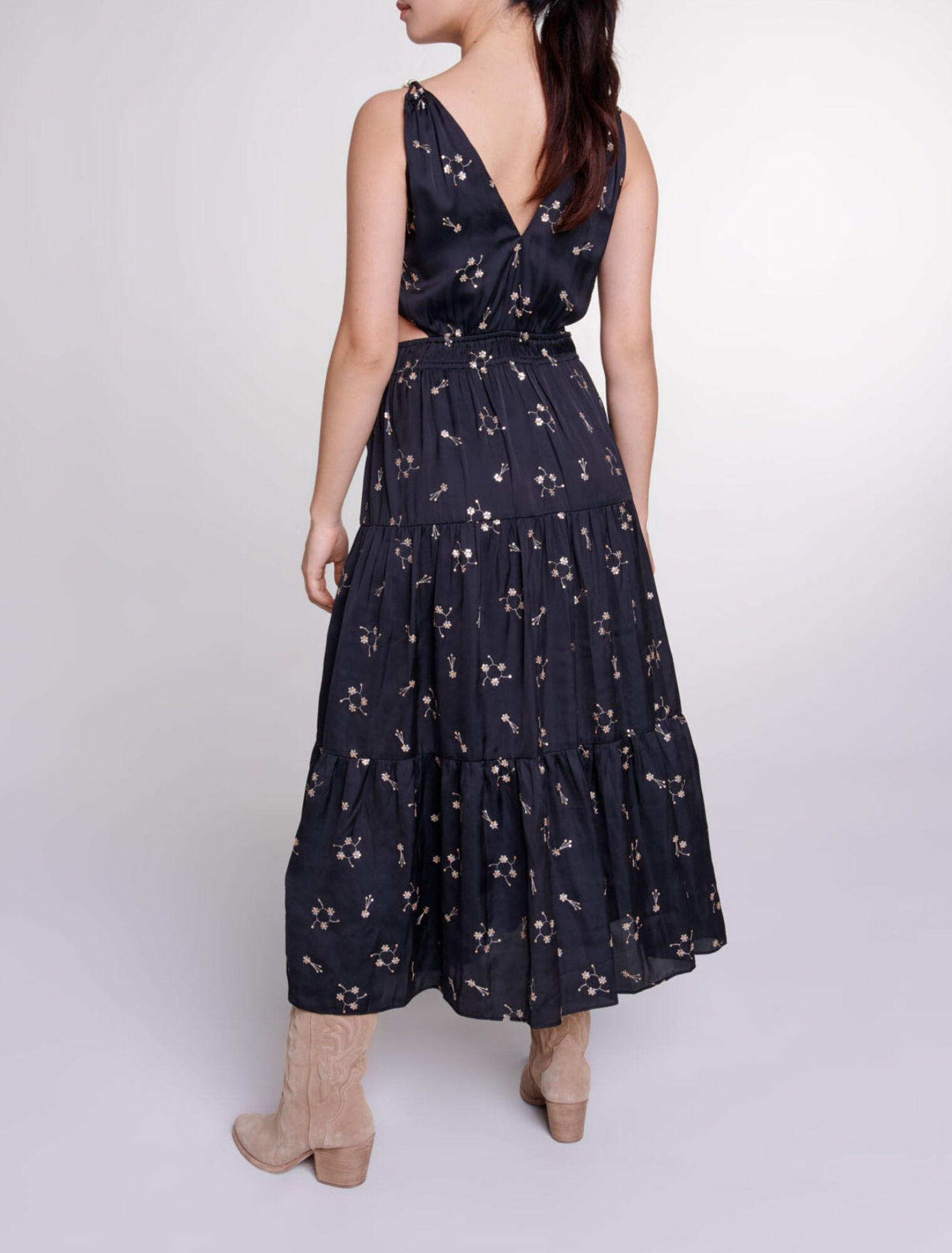 Sequin-embroidered maxi dress