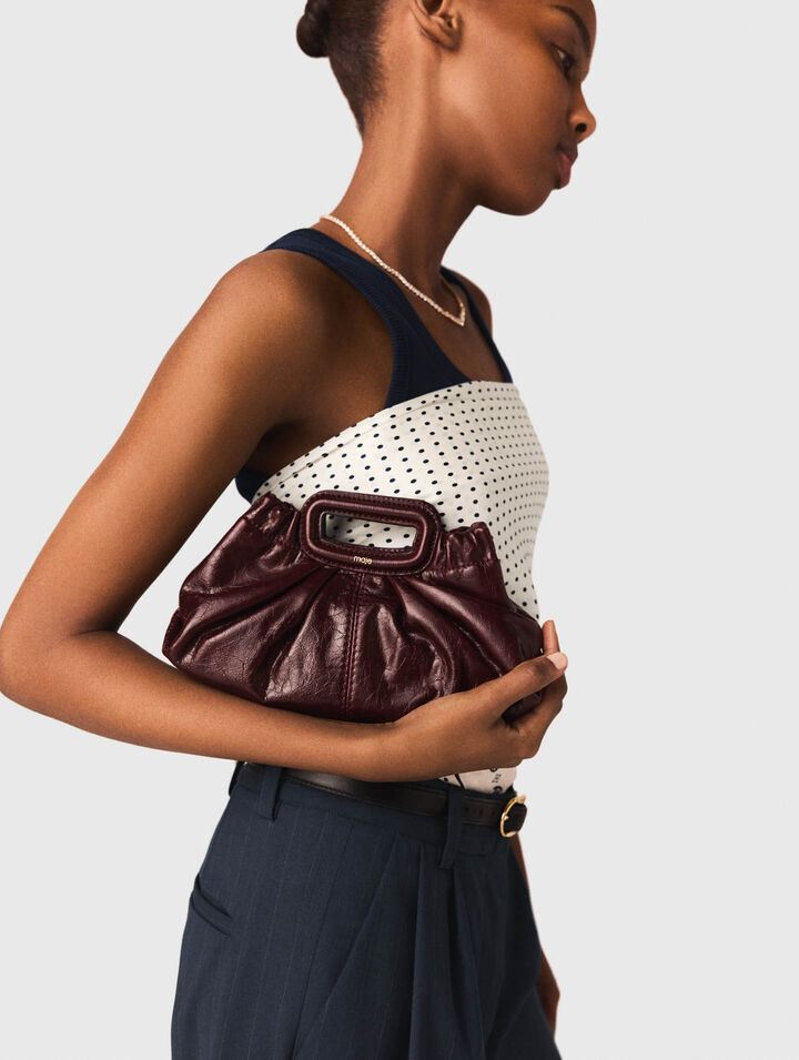 Crackled leather mini clutch