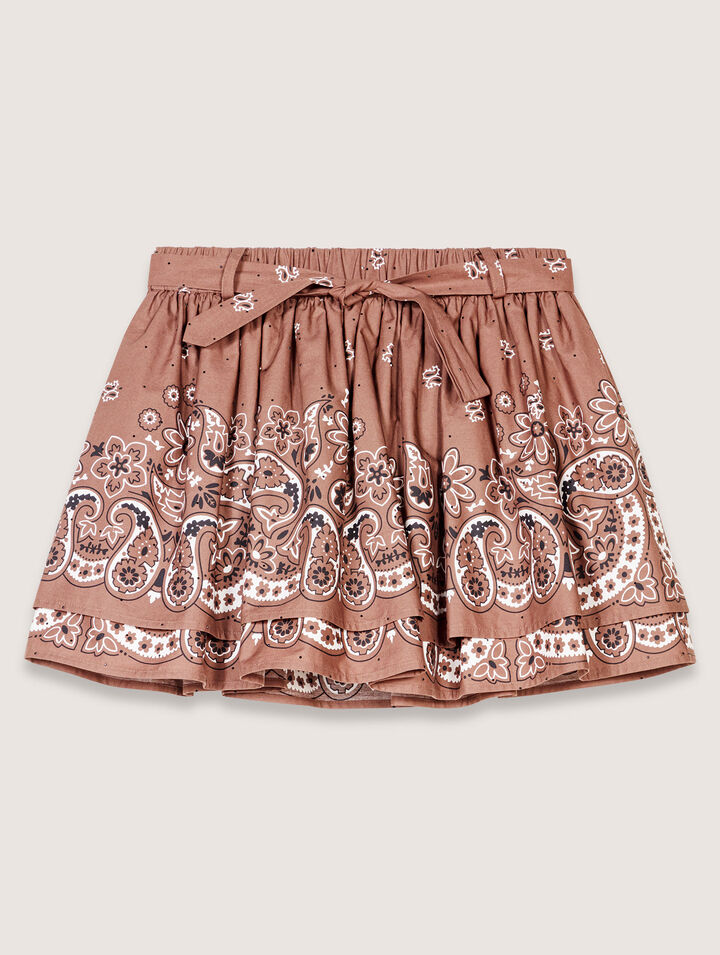Printed mini skirt with rhinestones