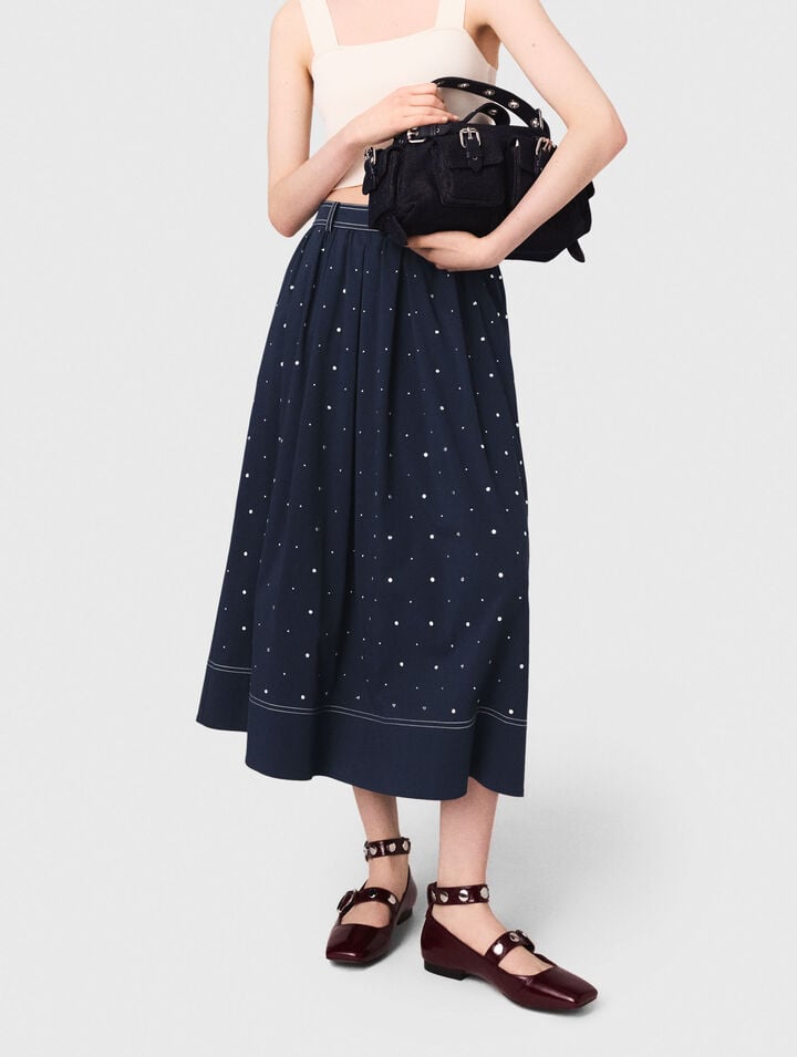 Long studded cotton skirt
