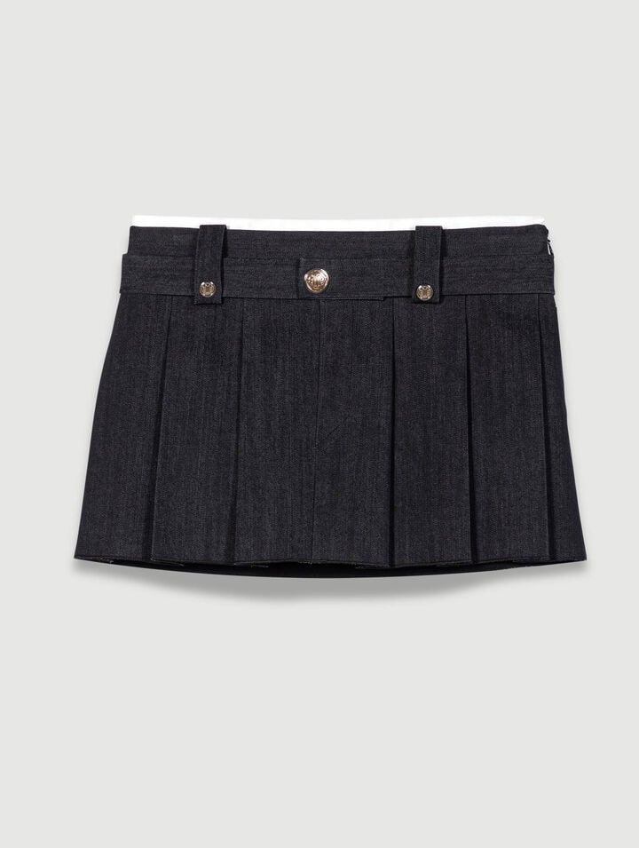 Black denim-effect mini skirt