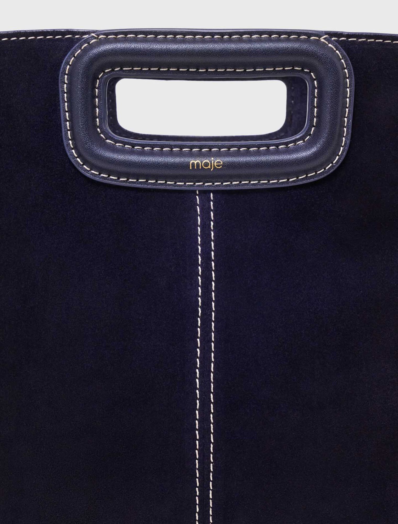Topstitched suede M bag