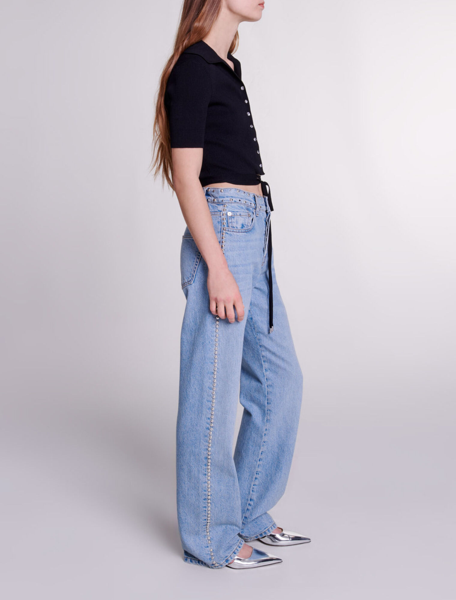 Knit crop top with ties