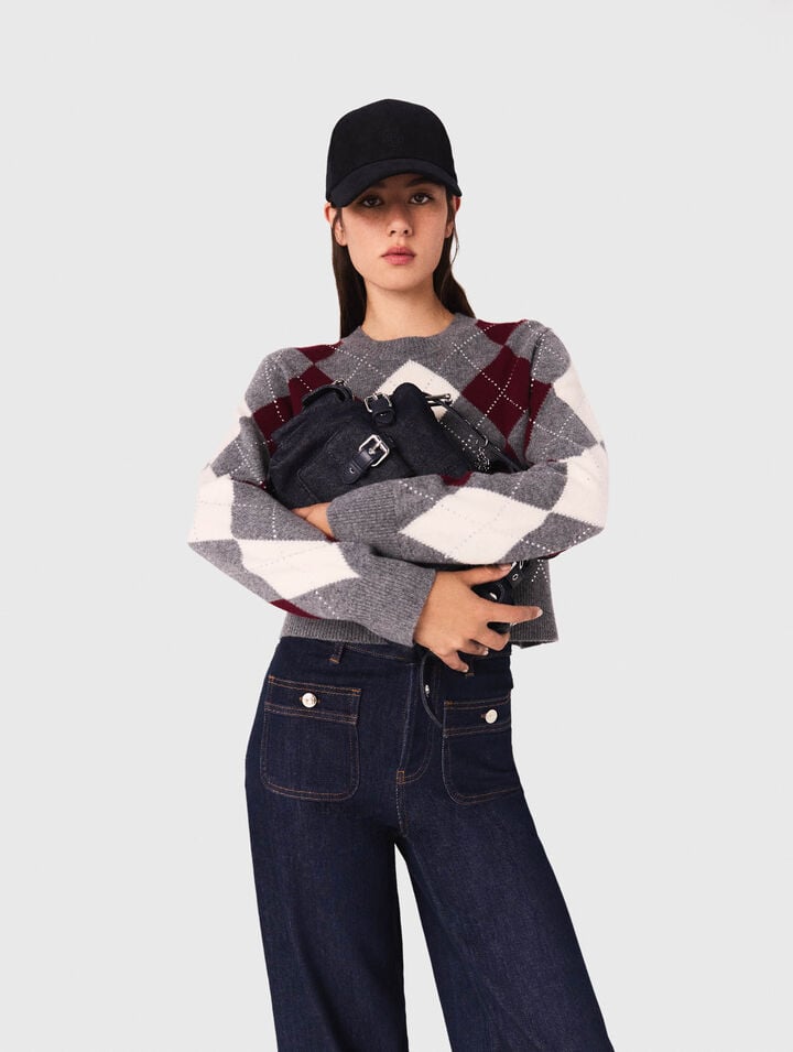 Cropped argyle jumper