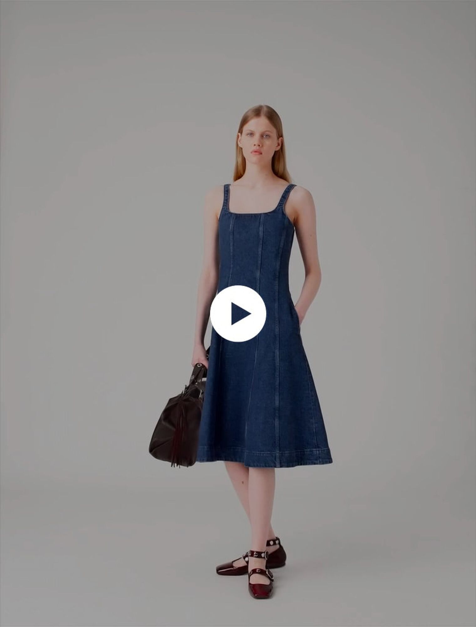 Long denim babydoll dress