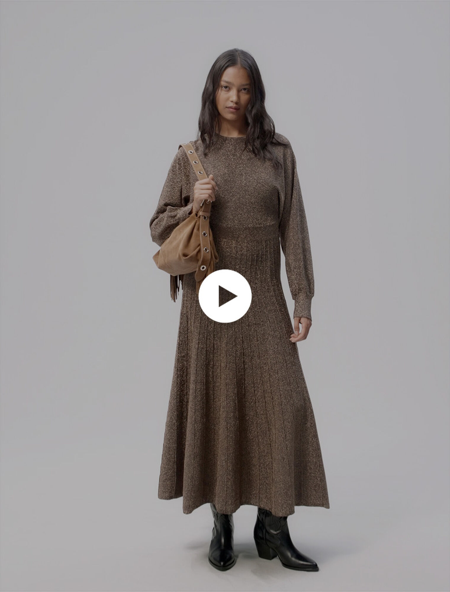 Shiny knit maxi dress