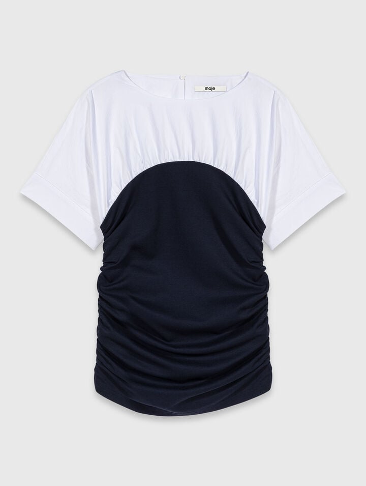 Pleated jersey top