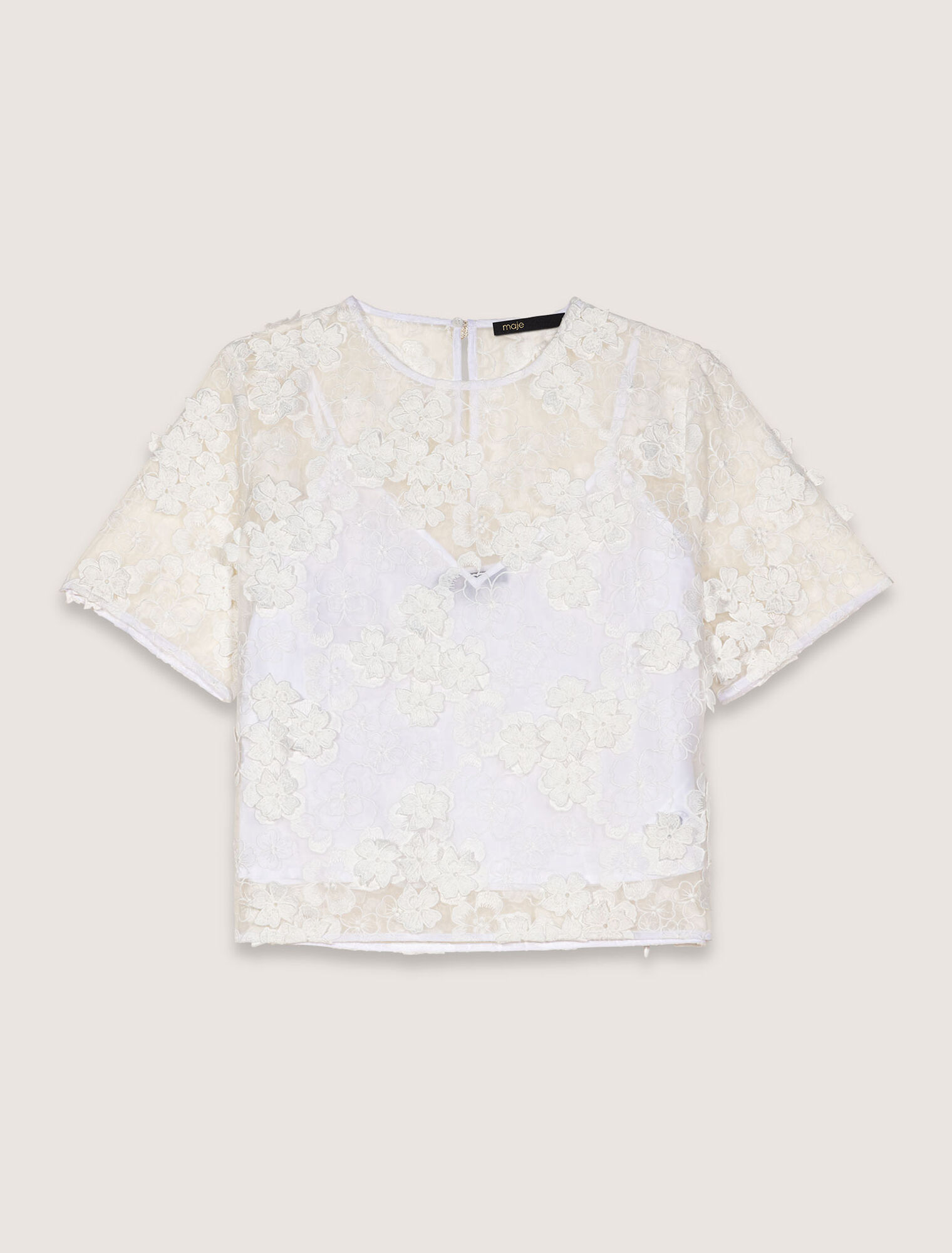 Embroidered short-sleeved top