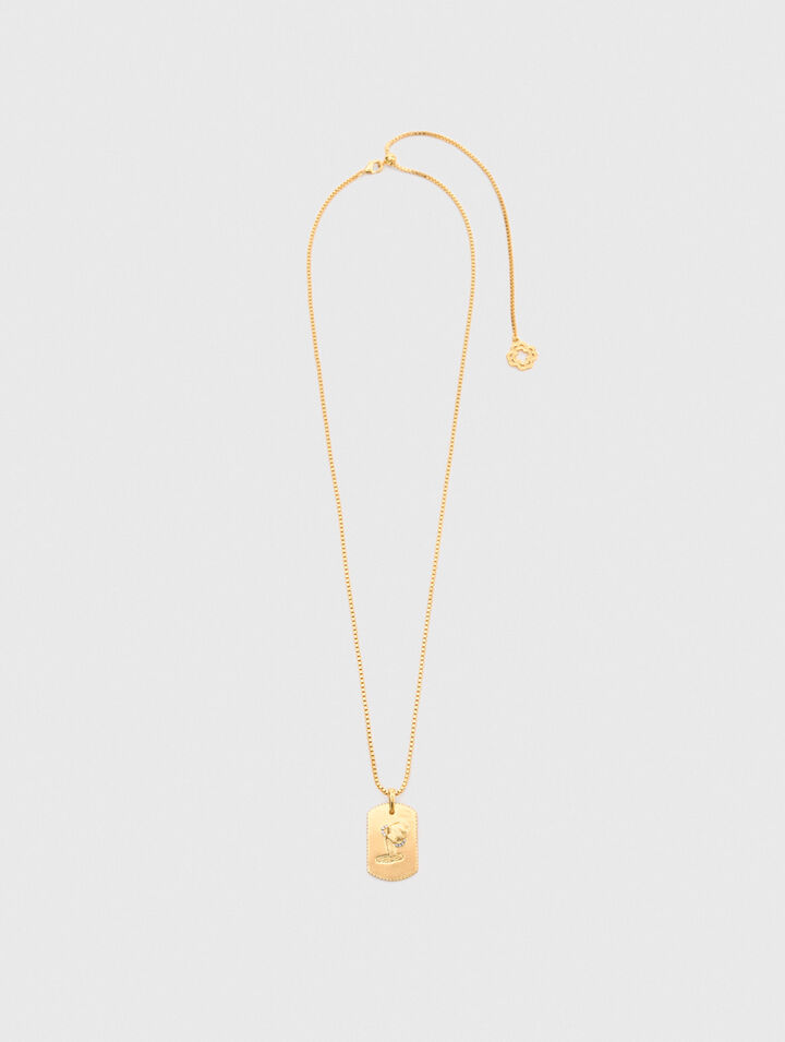 Zodiac sign plaque necklace