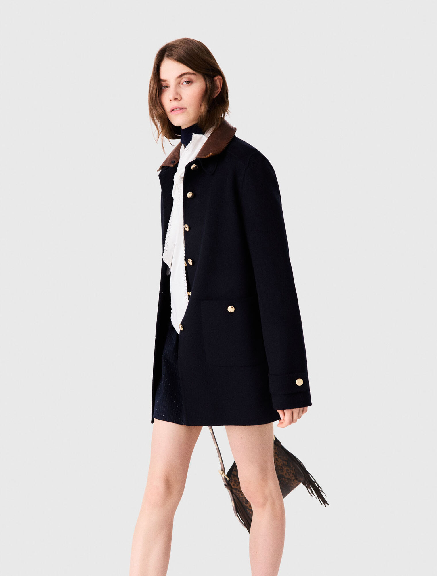 Double-faced mid-length coat