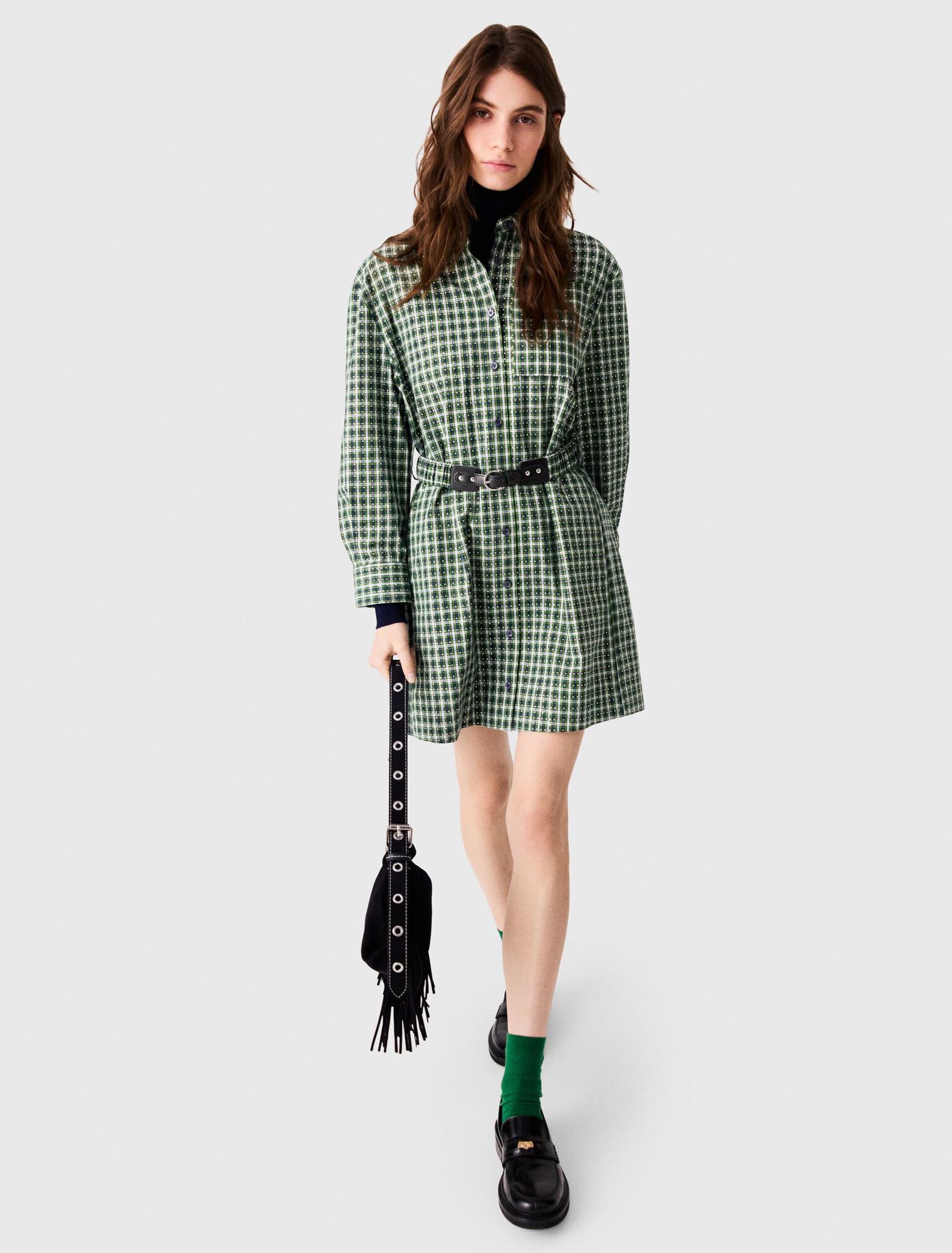 Short shirt dress with rhinestones