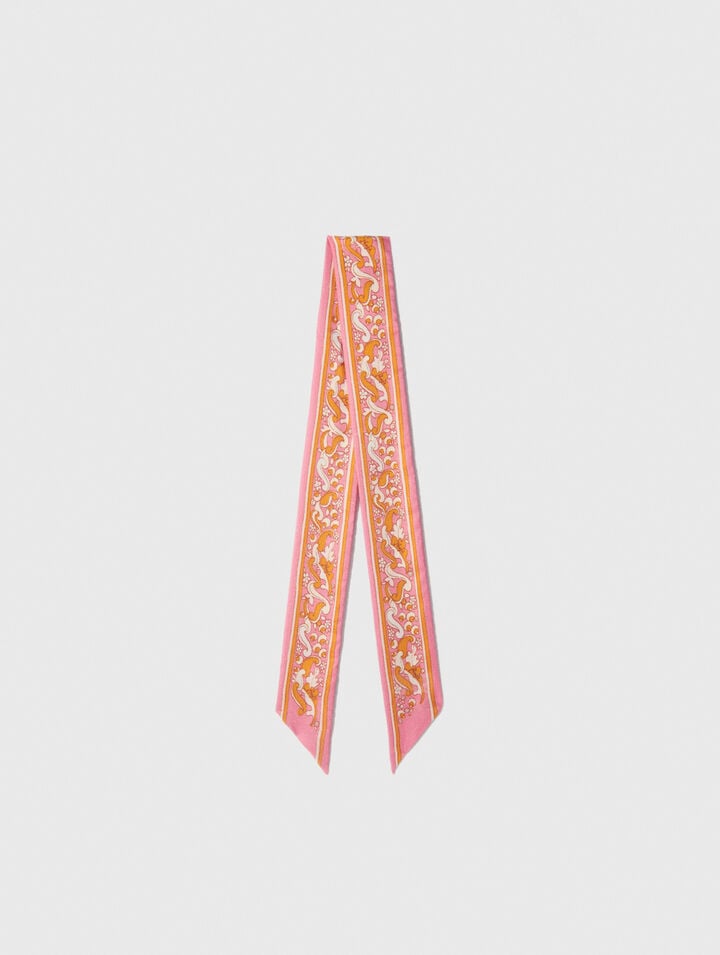 90x5cm floral motif ribbon scarf