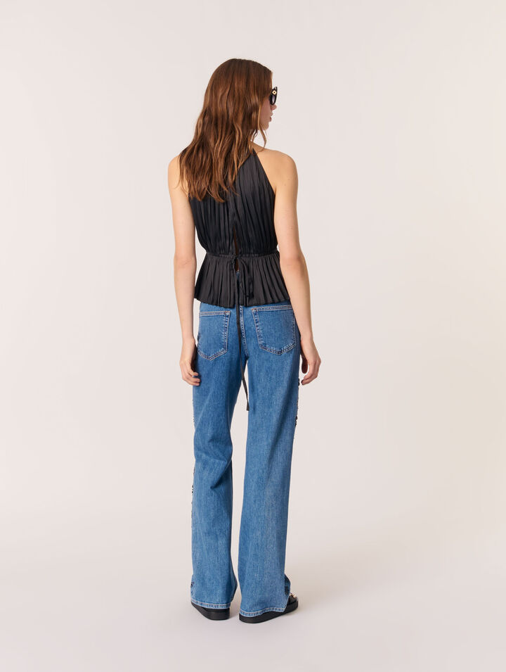 Pleated satin top