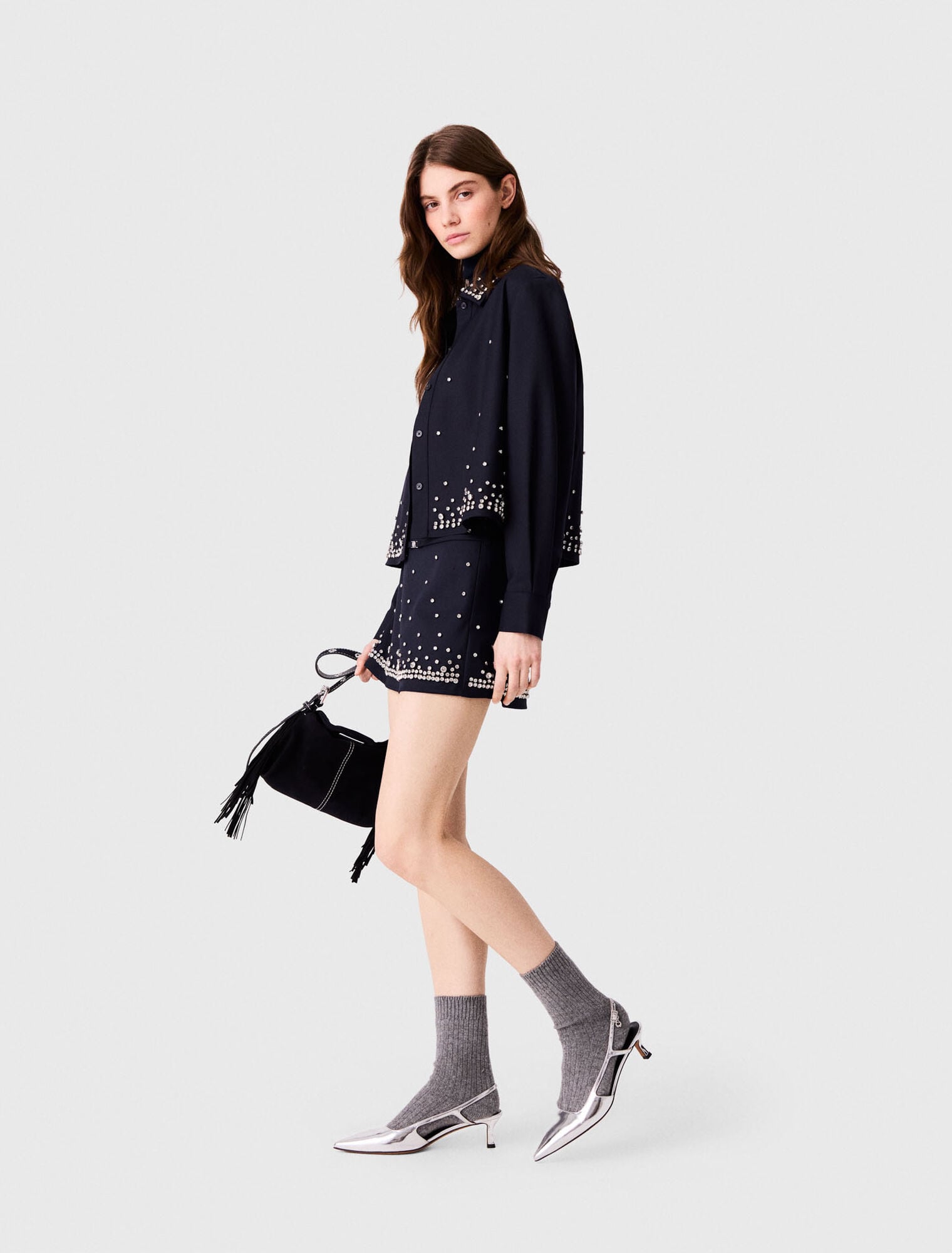 Rhinestone layered skort