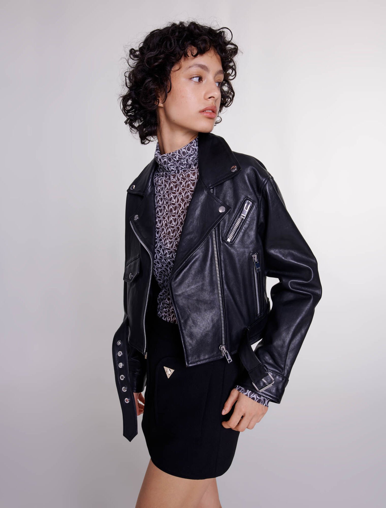 Cropped leather jacket