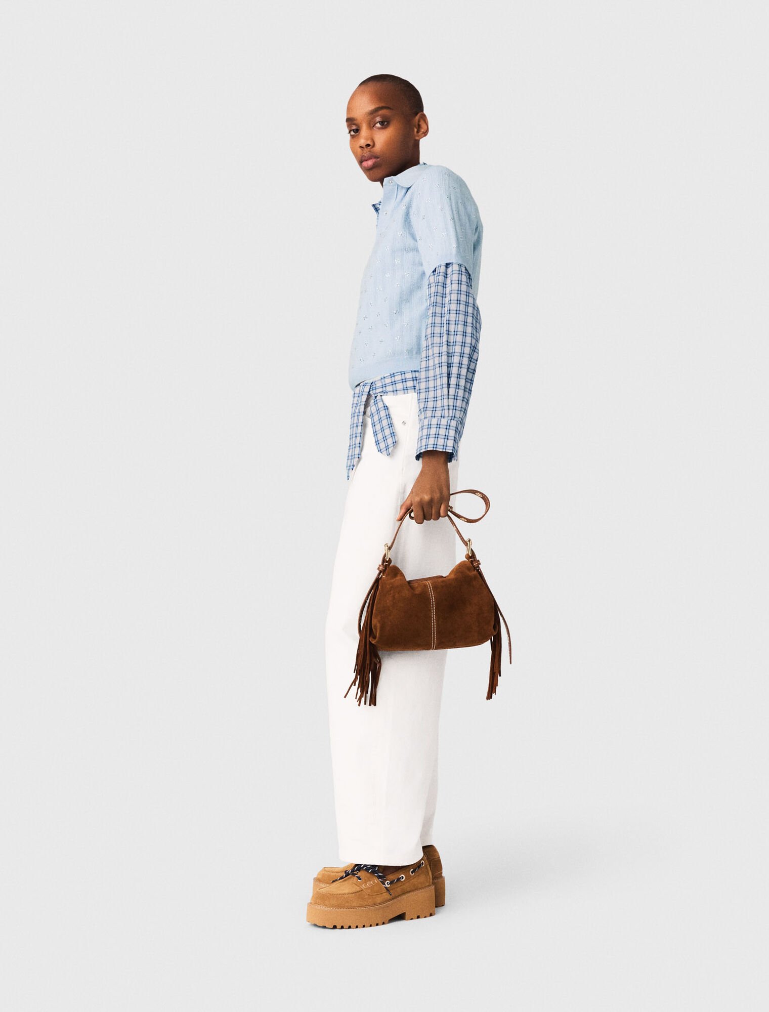 Cropped jumper with rhinestones