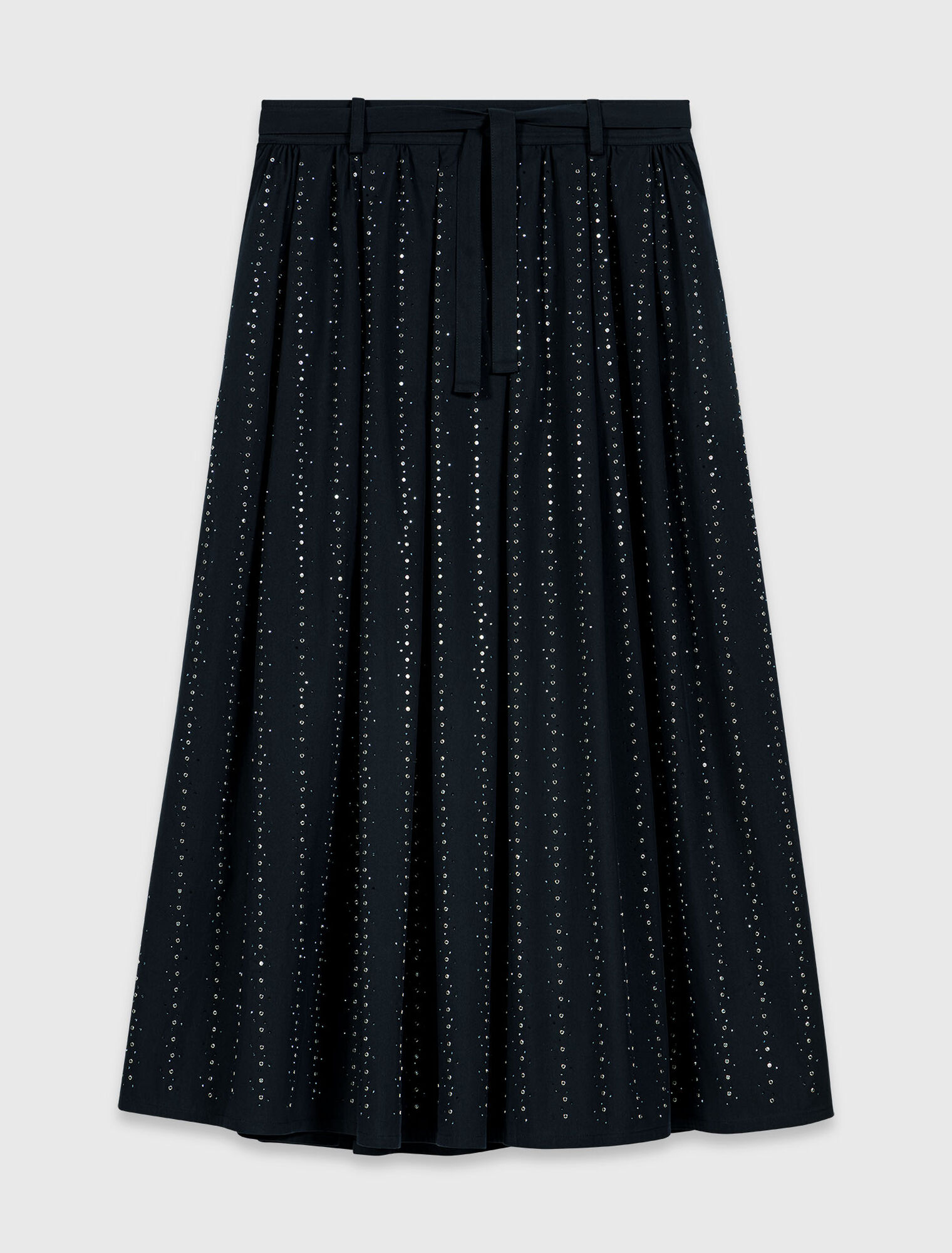 Long rhinestone cotton skirt