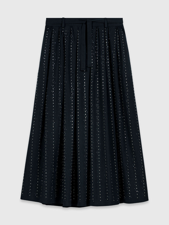 Long rhinestone cotton skirt