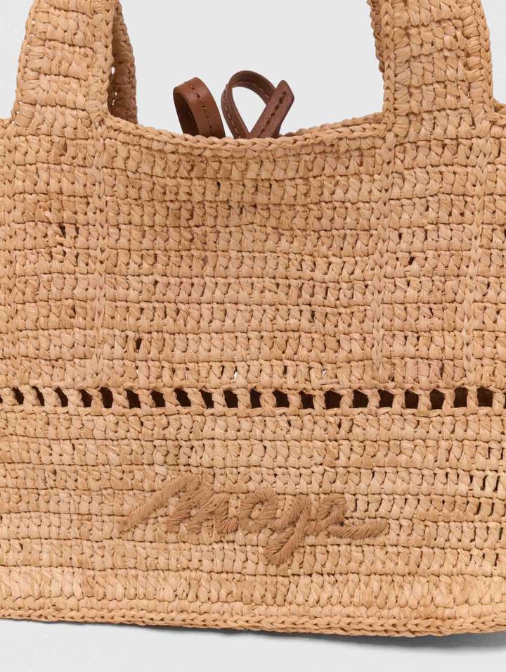Natural raffia mini shopping bag