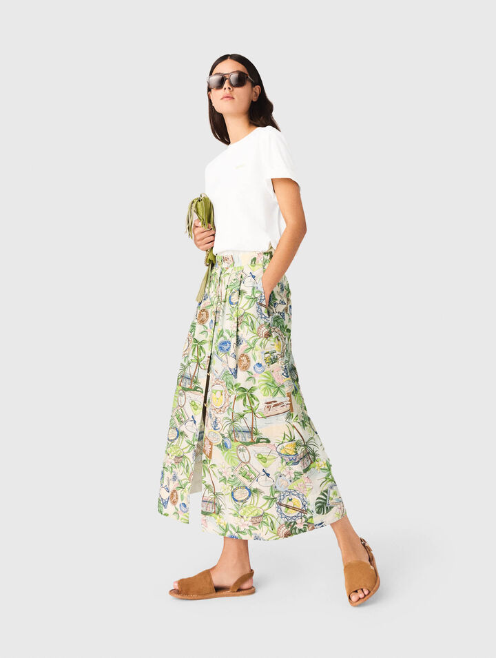Printed maxi skirt with shorts
