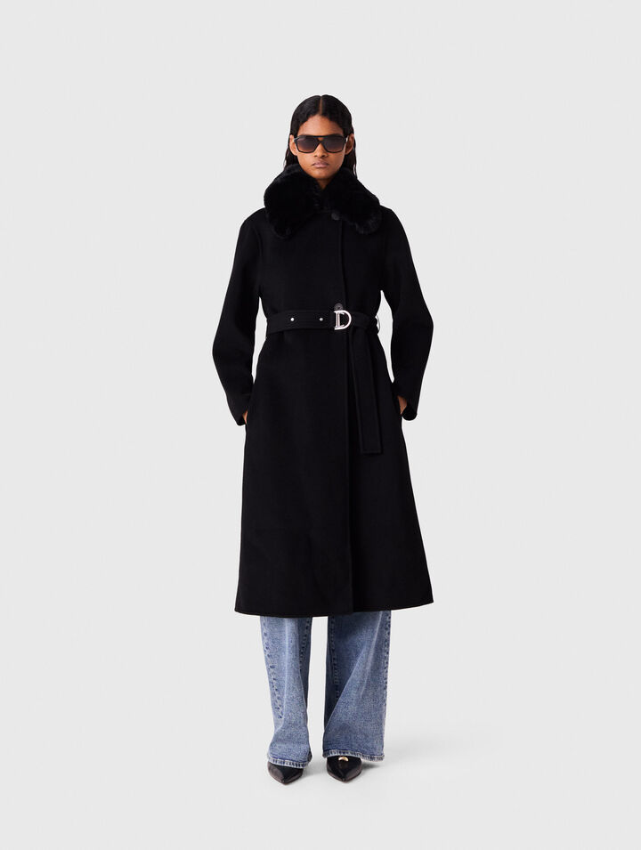Double-faced coat with removable collar