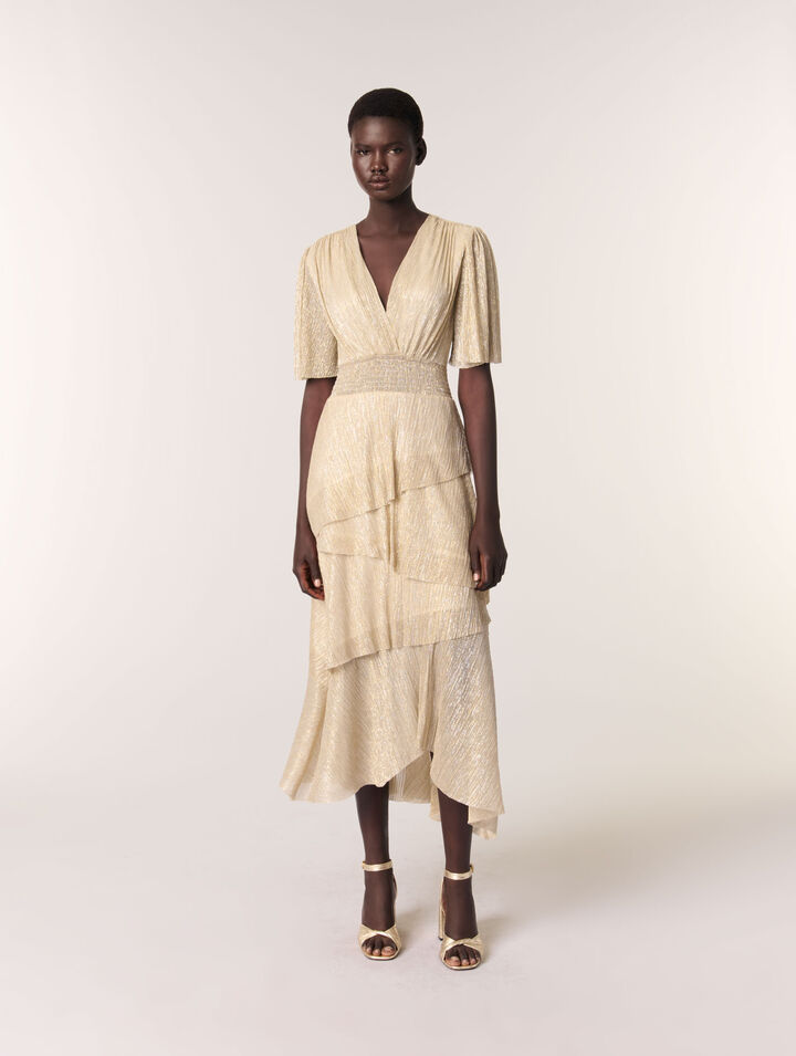Metallic ruffled dress
