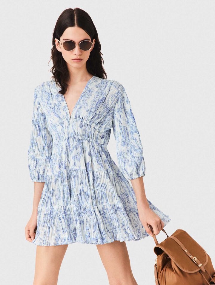 Patterned pleated dress