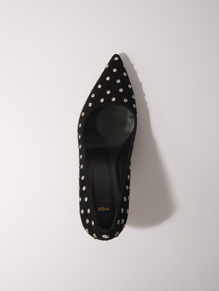 Rhinestone pumps with pointed toes