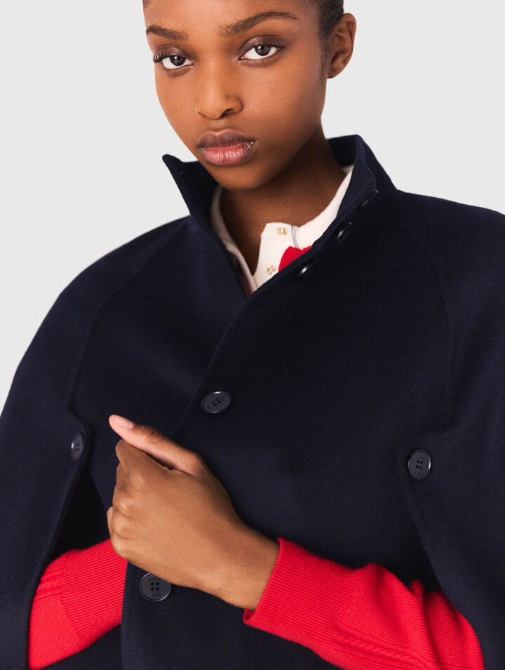 Long double-faced coat with cape