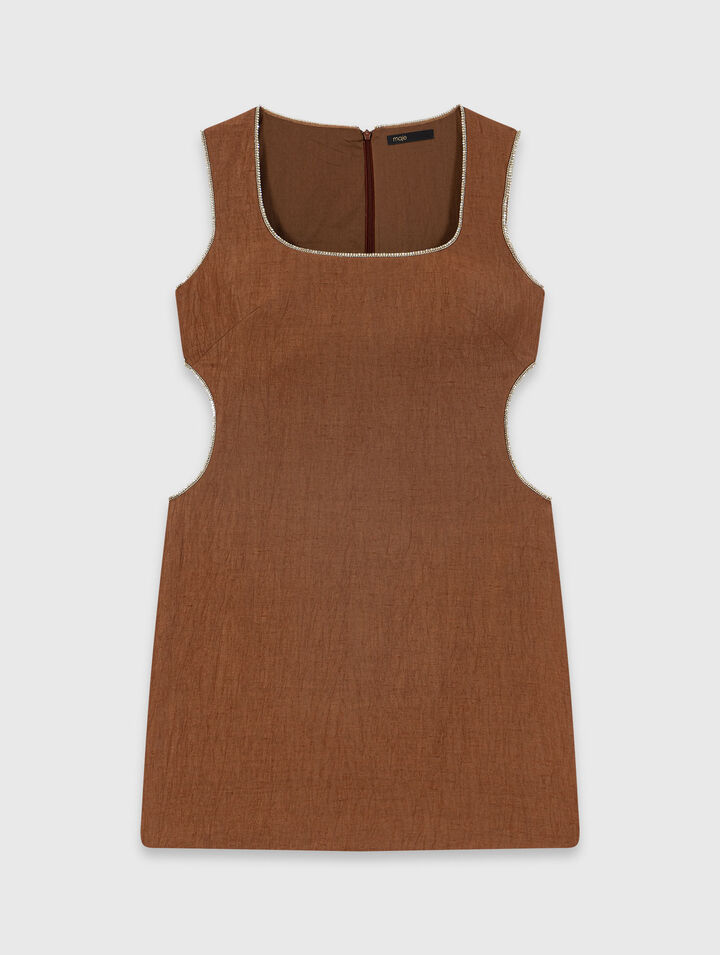 Short linen-blend dress