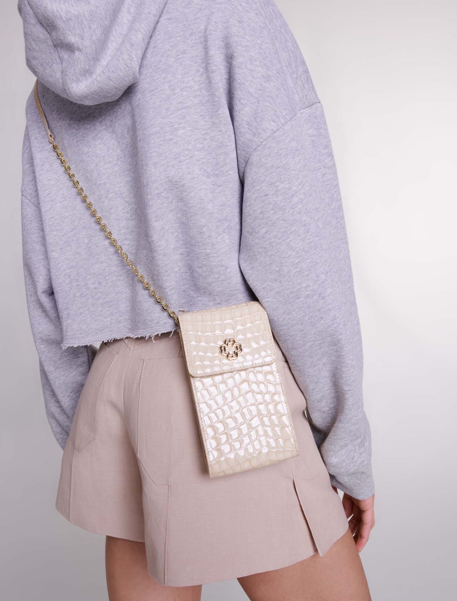 Patent leather phone pouch
