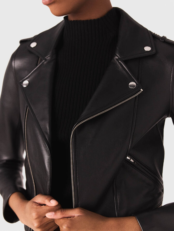 Leather biker-style jacket